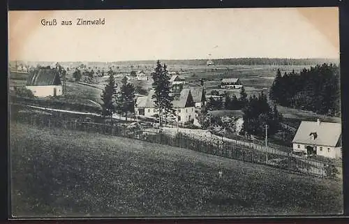 AK Zinnwald, Ortsansicht von einer Wiese aus