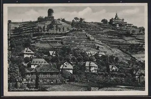 AK Radebeul, Teilansicht mit Gasthaus Spitzhaus