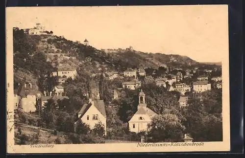 AK Niederlössnitz-Kötzschenbroda, Ortsansicht mit Friedensburg