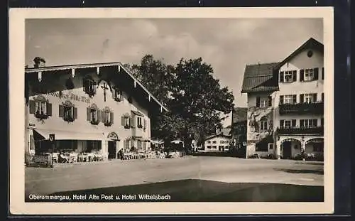 AK Oberammergau, Hotel alte Post und Hotel Wittelsbach