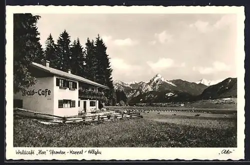 AK Pfronten-Kappel /Allgäu, Waldcafe Heer mit Säuling und Zugspitze