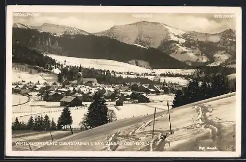 AK Oberstaufen /Bay., Gesamtansicht im Winter aus der Vogelschau