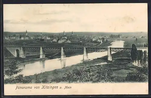 AK Kitzingen a. Main, Panorama mit Brücke