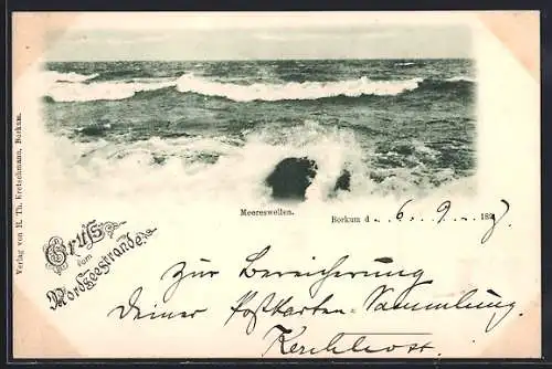 AK Borkum, Meereswellen am Nordseestrand