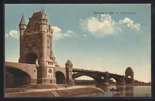 AK Worms a. Rh., Rheinbrücke