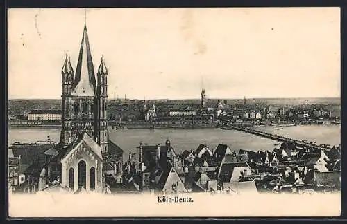 AK Köln-Deutz, Teilansicht mit Kirche