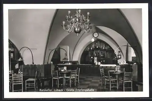 AK Lübeck, Gasthaus Ratskeller, Innenansicht