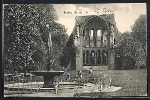 AK Heisterbach, Ruine mit Brunnen