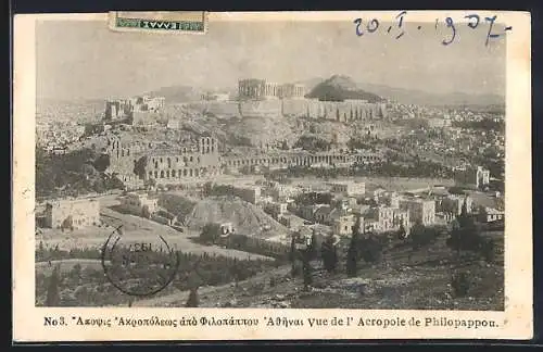 AK Athènes, Vue de l`Acropole de Philopappou