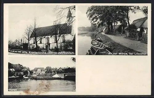 AK Lilienthal / Bremen, Hafen, Akte Klosterkirche, Partie an der Wörpe