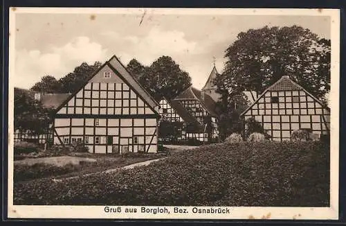 AK Borgloh /Osnabrück, Ortspartie mit Fachwerkhäusern