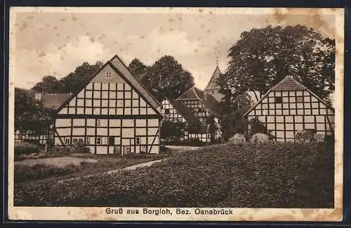 AK Borgloh /Osnabrück, Ortspartie mit Blick zur Kirche