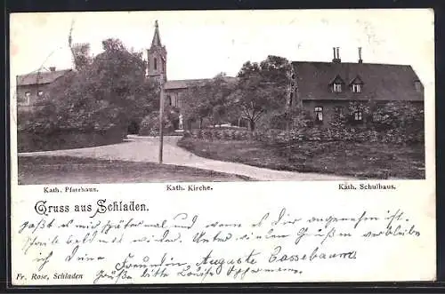 AK Schladen, Kath. Pfarrhaus, Kath. Kirche und Kath. Schulhaus