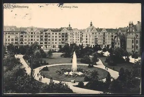 AK Berlin-Schöneberg, Parkanlage auf dem Wartburg-Platz