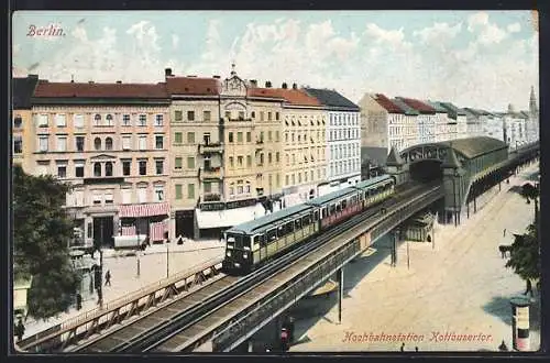 AK Berlin-Kreuzberg, Hochbahnstation Kottbusertor, U-Bahn-Station