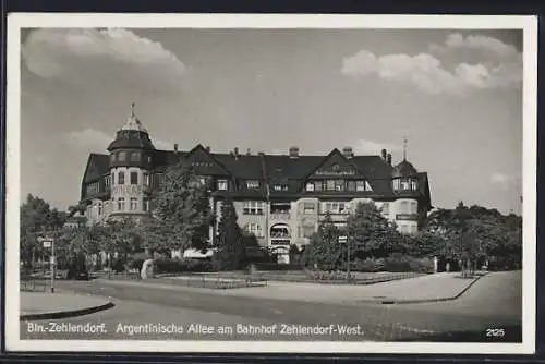 AK Berlin-Zehlendorf, Argentinische Allee am Bahnhof