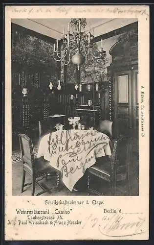 AK Berlin, Restaurant Casino, Inh. Paul Weissenbach & Franz Hessler, Taubenstrasse 34