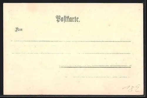 Lithographie Berlin-Schöneberg, Apostel Pauluskirche, Abendstimmung in der Hauptstrasse