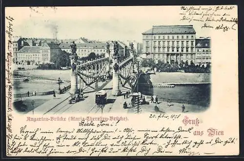 AK Wien, Augarten-Brücke / Maria-Theresien-Brücke mit Panoramablick