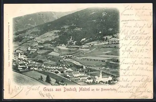 AK Deutsch Matrei an der Brennerbahn, Gesamtansicht mit Umgebung aus der Vogelschau