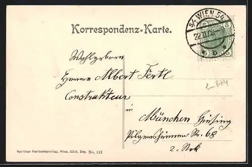 AK Wien, Parkring mit Gebäude der Gartenbaugesellschaft aus der Vogelschau, Strassenbahn