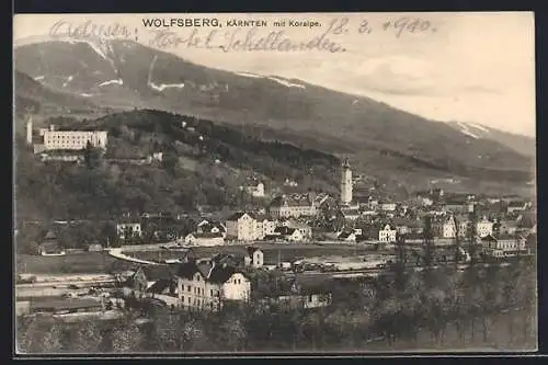 AK Wolfsberg /Kärnten, Ortsansicht mit Koralpe