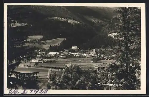 AK Greifenburg, Ortsansicht vom Berg aus