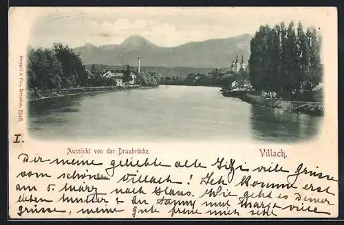 AK Villach, Aussicht von der Draubrücke