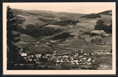 AK St. Leonhard im Lavanttal, Totalansicht vom Berg aus