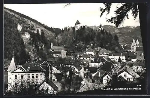 AK Friesach in Kärnten, Ortsansicht mit Petersberg