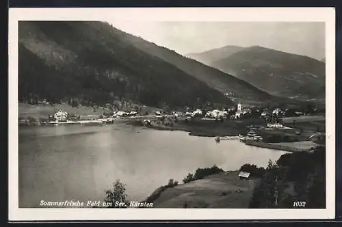 AK Feld am See, Totalansicht gegen die Berge