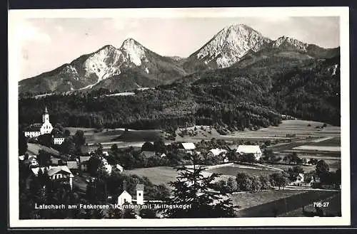 AK Latschach am Faakersee, Ortsansicht mit Mittagskogel
