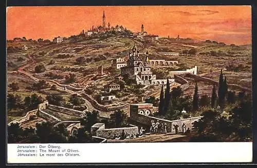 Künstler-AK F.Perlberg: Jerusalem, Der Ölberg, The Mount of Olives