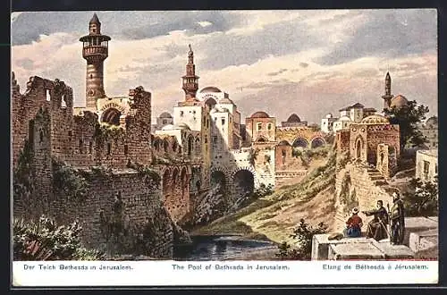 Künstler-AK Friedrich Perlberg: Der Teich Bethesda in Jerusalem