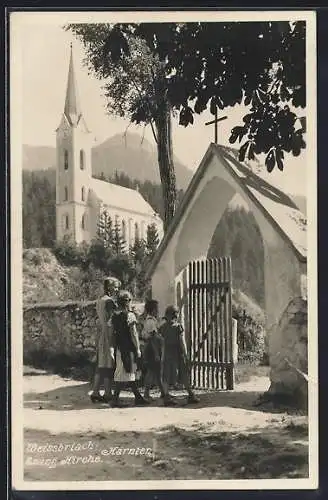 AK Weissbriach /Kärnten, Blick zur Evang. Kirche