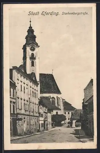 AK Eferding, Starhembergstrasse mit der Kirche