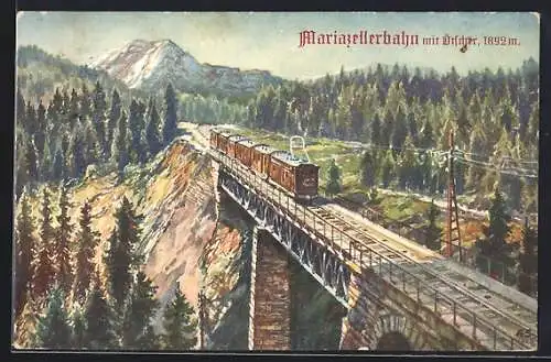 Künstler-AK Mariazellerbahn mit Ötscher