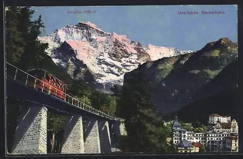 AK Interlaken, Harderbahn mit Jungfrau, Bergbahn