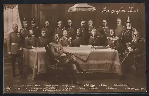 AK Aus grosser Zeit, Heerführer, Kaiser Wilhelm II., Graf Haeseler, von Falkenhayn