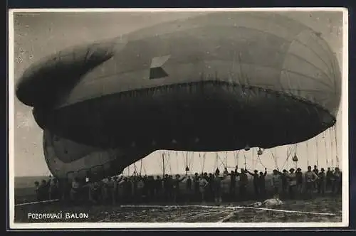 AK Fesselballon mit Soldaten