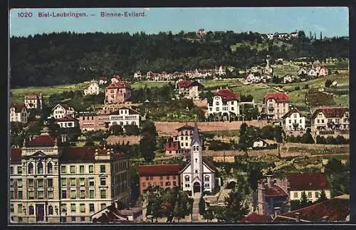 AK Biel, Leubringen, Teilansicht mit Kirche