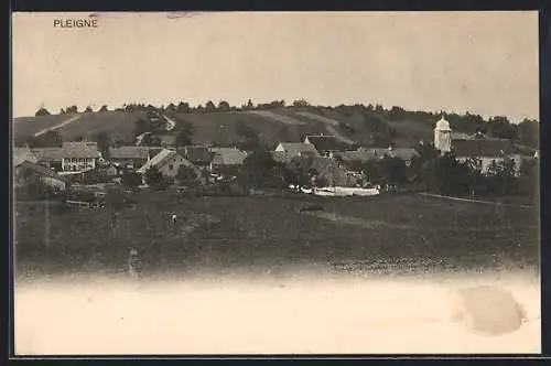 AK Pleigne, Teilansicht mit Kirche