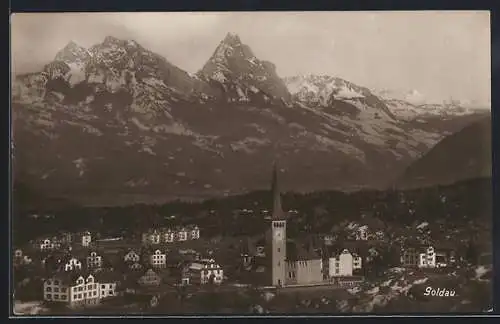 AK Goldau, Teilansicht mit Kirche