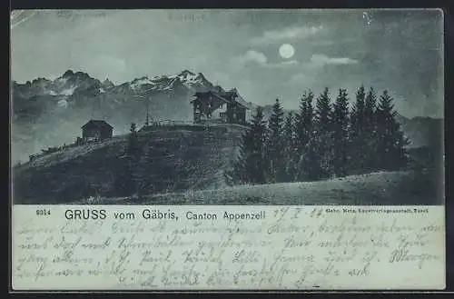 Mondschein-AK Gäbris /Appenzell, Gasthaus Gäbris