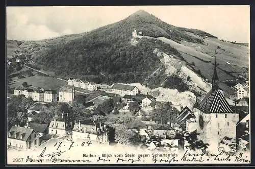 AK Baden, Blick vom Stein gegen Schartenfels