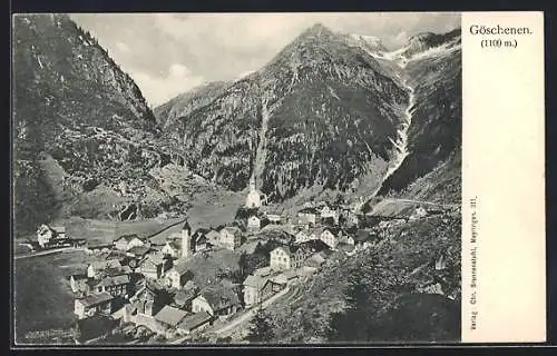 AK Göschenen, Teilansicht mit Kirche