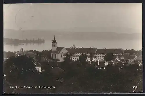 AK Kreuzlingen, Ortsansicht mit Kirche und Seminar