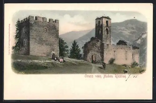 AK Sils im Domleschg, Hohen Rhätien, Ruine mit Panorama