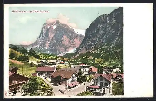 AK Grindelwald, Panorama mit Wetterhorn