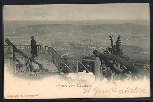 AK Zürich, Teilansicht vom Uetliberg aus